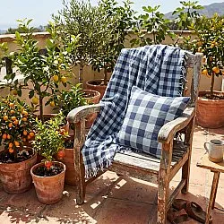 Dekens - Isela check cotton throw (marineblauw/lichtblauw)