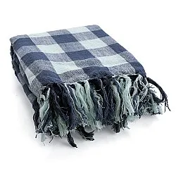 Dekens - Isela check cotton throw (marineblauw/lichtblauw)