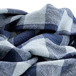 Dekens - Isela check cotton throw (marineblauw/lichtblauw)