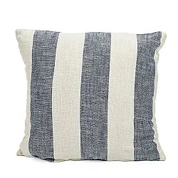 Kussensloop - Kora stripe cotton cushion cover (crème/marineblauw)