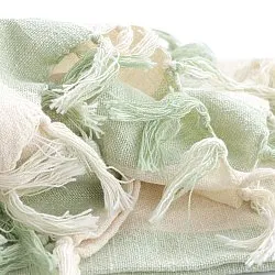 Dekens - Kora stripe cotton throw (crème/lichtgroen)