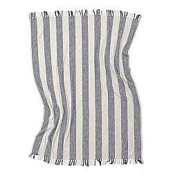 Dekens - Kora stripe cotton throw (crème/marineblauw)