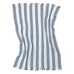 Dekens - Kora stripe cotton throw (marineblauw/lichtblauw)