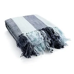 Dekens - Kora stripe cotton throw (marineblauw/lichtblauw)
