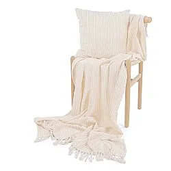 Kussensloop - Rumi stripe cotton cushion cover (crème/roze/lichtblauw)