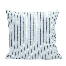 Kussensloop - Rumi stripe cotton cushion cover (lichtblauw/marineblauw/crème)