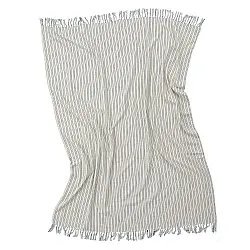 Dekens - Rumi stripe cotton throw (crème/marineblauw/lichtgroen)