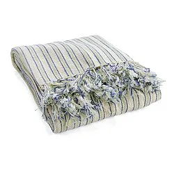 Dekens - Rumi stripe cotton throw (crème/marineblauw/lichtgroen)