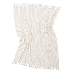 Dekens - Rumi stripe cotton throw (crème/roze/lichtblauw)