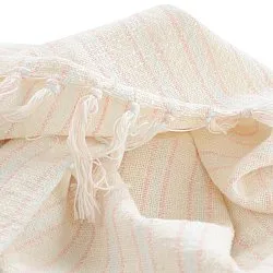 Dekens - Rumi stripe cotton throw (crème/roze/lichtblauw)
