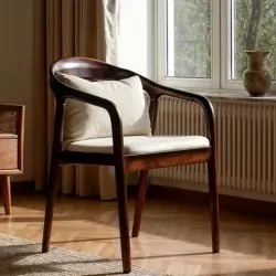 Armstoel - Aspa (donkerbruin/beige) - 2 stuks