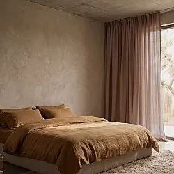 Gordijnen 2-pack - Linnenmix gordijn Lumira (donkerbruin)