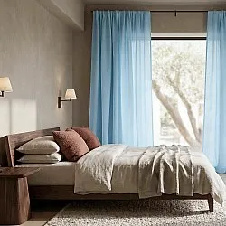 Gordijnen 2-pack - Linnenmix gordijn Lumira (lichtblauw)