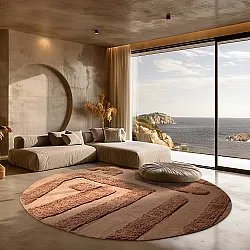 Ronde vloerkleden - Alexa Natural Cotton Shaggy (terracotta)