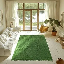 Hoogpolig vloerkleed - Amberley Natural Cotton Shaggy (groente)