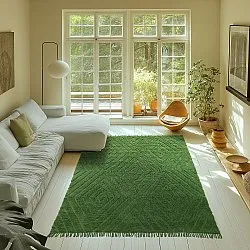 Hoogpolig vloerkleed - Amberley Natural Cotton Shaggy (groente)