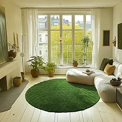 Ronde vloerkleden - Amberley Natural Cotton Shaggy (groente)