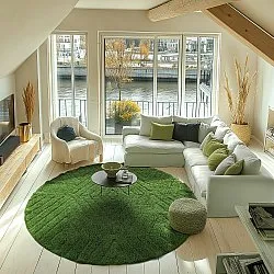 Ronde vloerkleden - Amberley Natural Cotton Shaggy (groente)