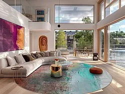 Rond vloerkleed - Andali (grijs/rood/multi)