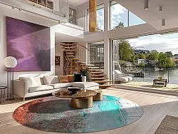 Rond vloerkleed - Andali (grijs/rood/multi)