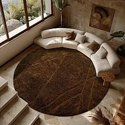 Ronde vloerkleden - Andrea Natural Cotton Shaggy (bruin)