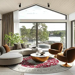 Rond vloerkleed - Arabella (rood)