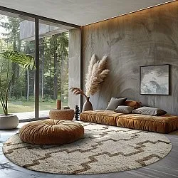 Ronde vloerkleden - Arlon Natural Cotton Shaggy (beige)