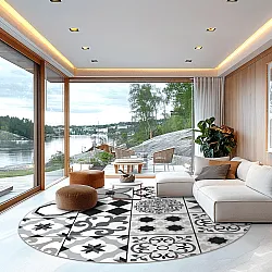 Rond vloerkleed - Avent (beige/zwart)