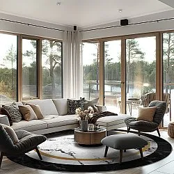 Rond vloerkleed - Avola (zwart/wit/goud)