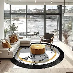 Rond vloerkleed - Avola (zwart/wit/goud)