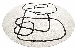 Ronde vloerkleden - Bavello Natural Cotton Shaggy (offwhite/zwart)