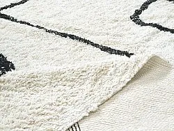 Hoogpolig vloerkleed - Bavello Natural Cotton Shaggy (offwhite/zwart)