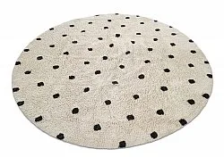 Ronde vloerkleden - Belle Natural Cotton Shaggy (offwhite/zwart)
