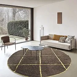 Ronde vloerkleden - Bellevue Natural Cotton Shaggy (bruin/geel)