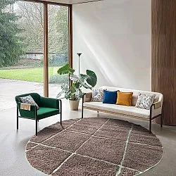 Ronde vloerkleden - Bellevue Natural Cotton Shaggy (taupe/groen)