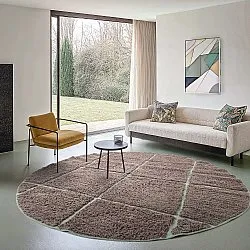 Ronde vloerkleden - Bellevue Natural Cotton Shaggy (taupe/groen)