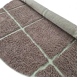 Ronde vloerkleden - Bellevue Natural Cotton Shaggy (taupe/groen)