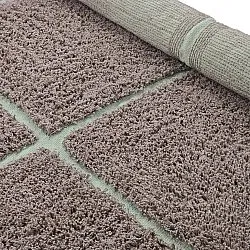 Ronde vloerkleden - Bellevue Natural Cotton Shaggy (taupe/groen)