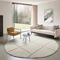 Ronde vloerkleden - Bellevue Natural Cotton Shaggy (gebroken wit/beige)