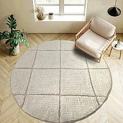 Ronde vloerkleden - Bellevue Natural Cotton Shaggy (gebroken wit/beige)