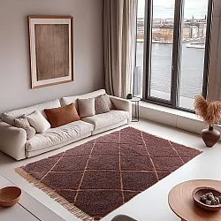 Hoogpolig vloerkleed - Bellevue Natural Cotton Shaggy (rood/oranje)