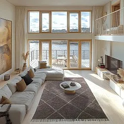 Hoogpolig vloerkleed - Bellevue Natural Cotton Shaggy (taupe/groen)