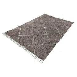 Hoogpolig vloerkleed - Bellevue Natural Cotton Shaggy (taupe/groen)