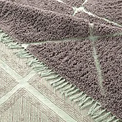 Hoogpolig vloerkleed - Bellevue Natural Cotton Shaggy (taupe/groen)