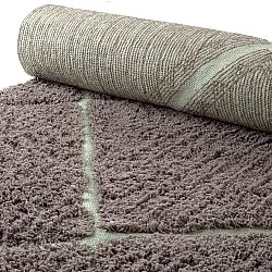 Hoogpolig vloerkleed - Bellevue Natural Cotton Shaggy (taupe/groen)