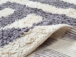 Hoogpolig vloerkleed - Bergamo Natural Cotton Shaggy (grijs/wit)