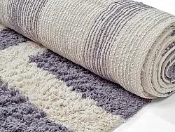 Hoogpolig vloerkleed - Bergamo Natural Cotton Shaggy (grijs/wit)
