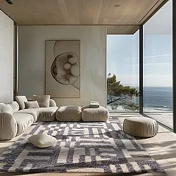 Hoogpolig vloerkleed - Bergamo Natural Cotton Shaggy (grijs/wit)