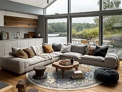 Rond vloerkleed - Bohemia (blauw/multi)