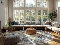 Rond vloerkleed - Bohemia (blauw/multi)